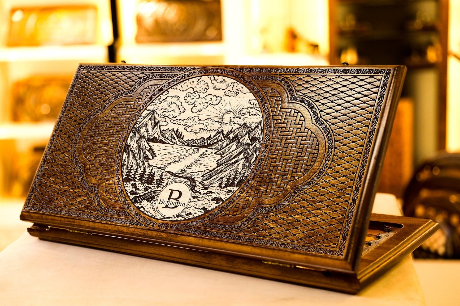 Handmade Armenian Personalized Backgammon Board “Forest” - AsatryansBrand