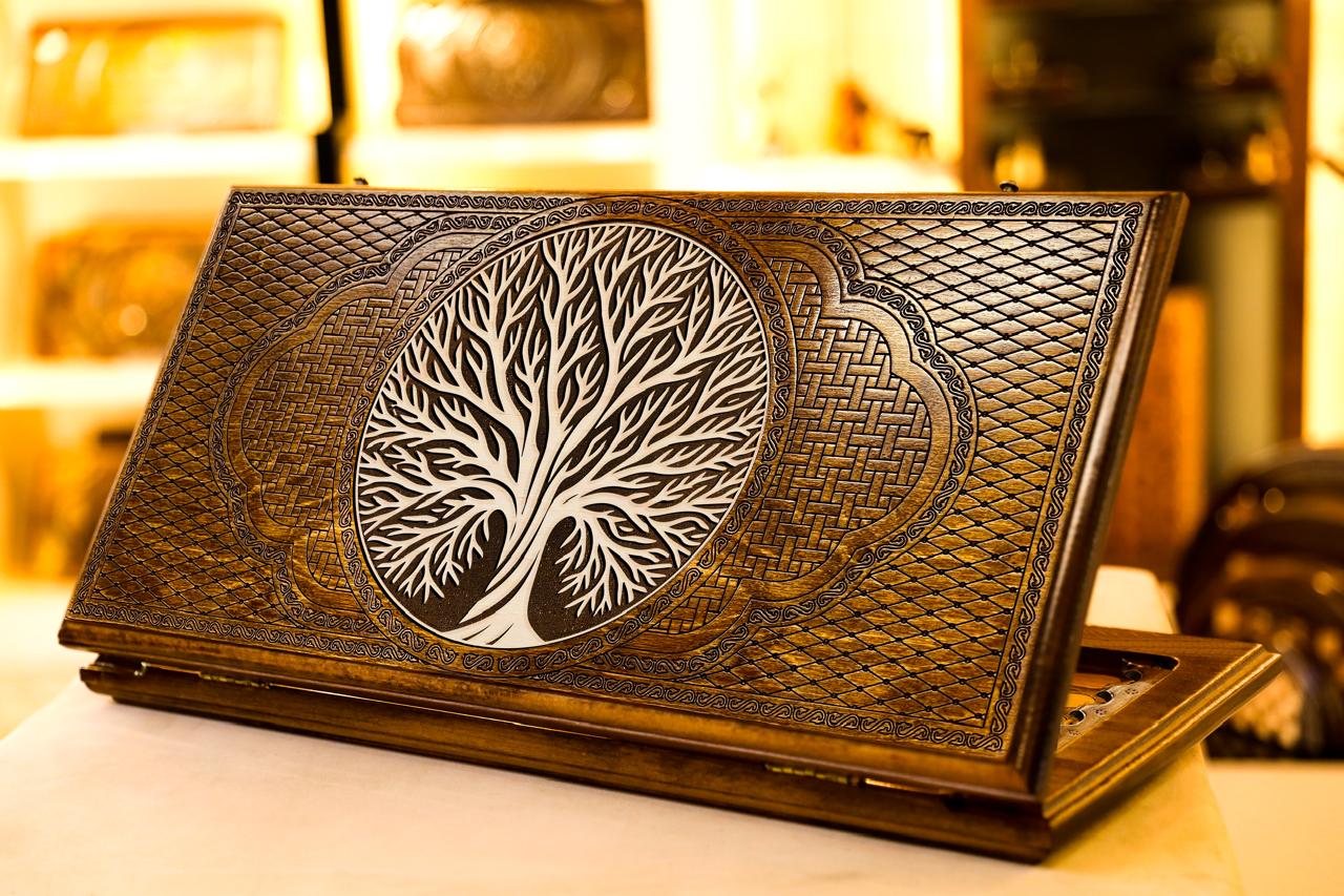 Handmade Wooden Backgammon Board Game Set “Tree of Life” - AsatryansBrand