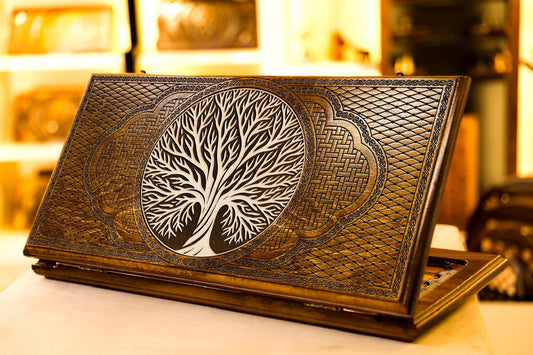 Handmade Wooden Backgammon Board Game Set “Tree of Life” - AsatryansBrand