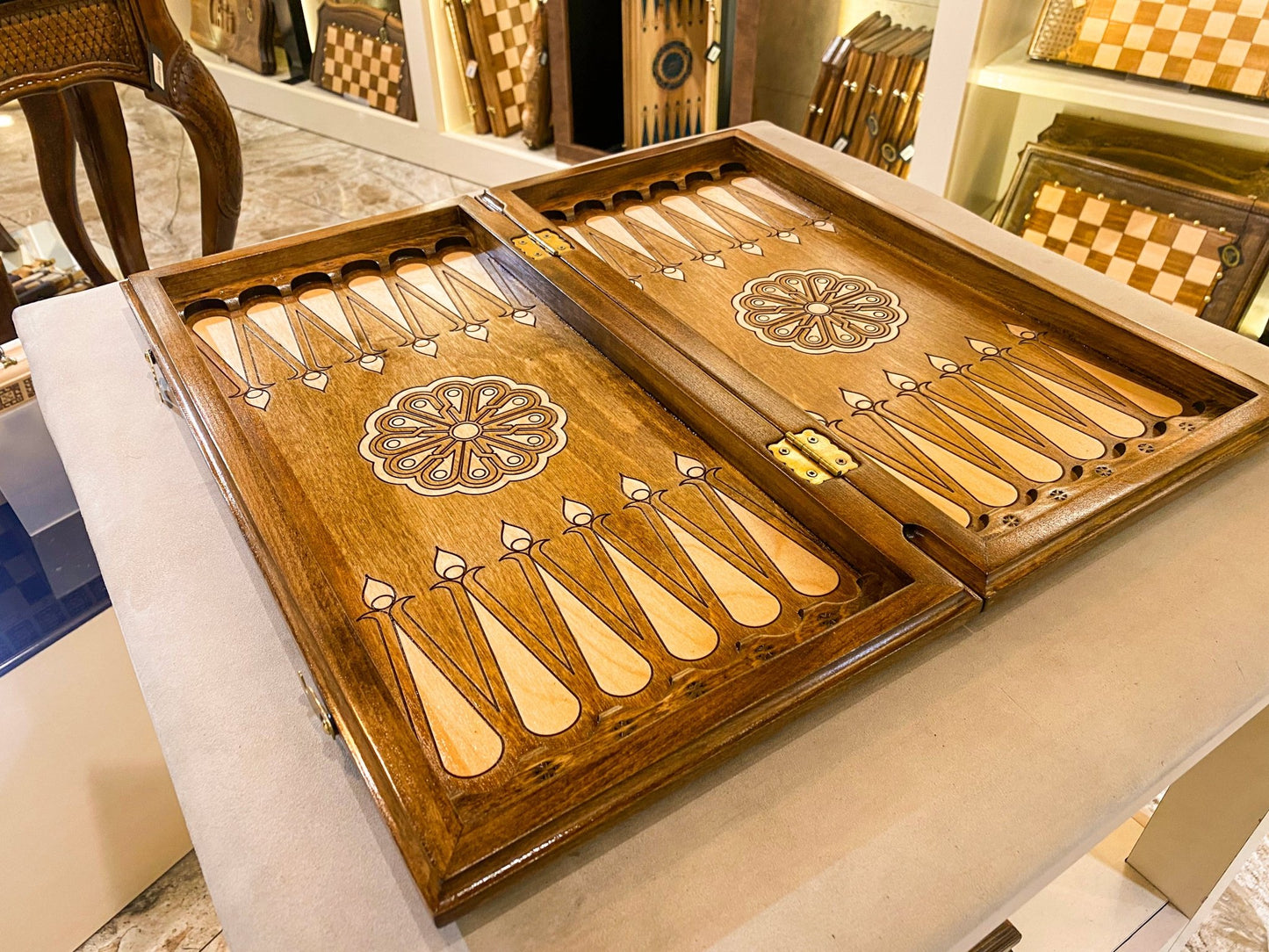 Handmade Wooden Backgammon Board Game Set "Tree Pomegranate" - AsatryansBrand