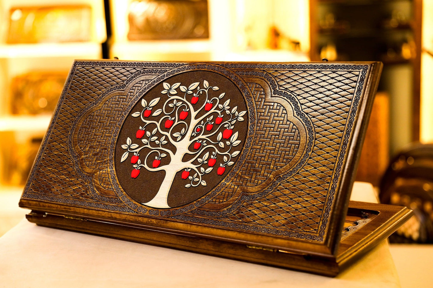 Handmade Wooden Backgammon Board Game Set "Tree Pomegranate" - AsatryansBrand