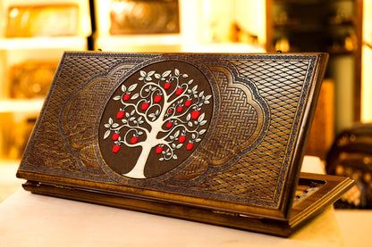 Handmade Wooden Backgammon Board Game Set "Tree Pomegranate" - AsatryansBrand