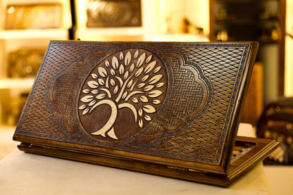 Handmade Wooden Backgammon “Tree of Life” – Armenian 2 - in - 1 Board Game Set - AsatryansBrand